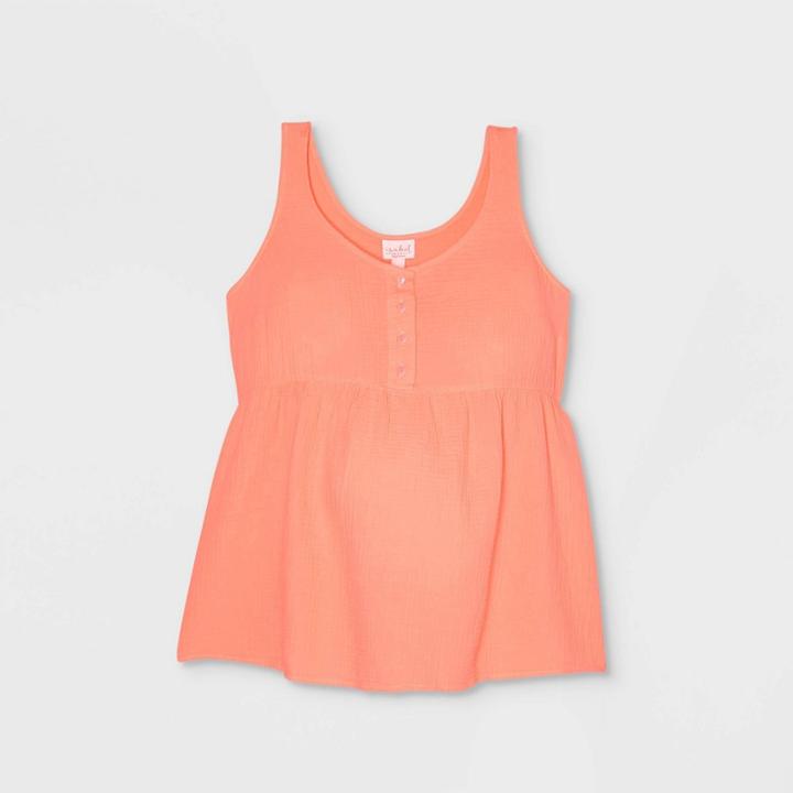 Maternity Button-front Tank Top - Isabel Maternity By Ingrid & Isabel Coral