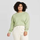 Women's Plus Size Crewneck Pocket Pullover Sweatshirt - Universal Thread Green 1x, Women's,