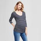 Maternity Striped Long Sleeve Shirred T-shirt - Isabel Maternity By Ingrid & Isabel Blue