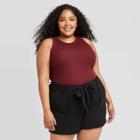 Women's Plus Size Rib Layer Tank Top - A New Day Burgundy