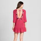 Women's Long Sleeve Tassel Back Cover Up Dress - Xhilaration
