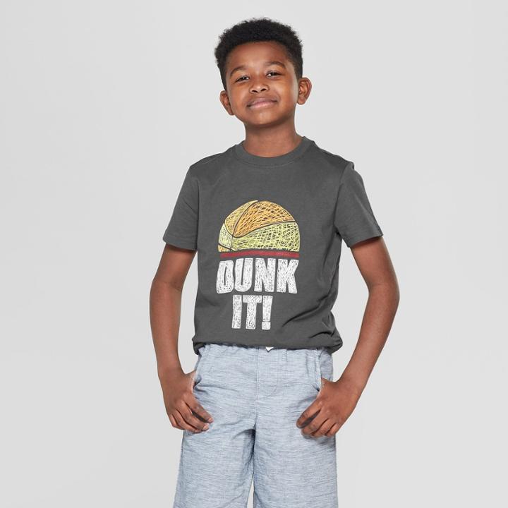 Boys' Dunk It Short Sleeve Graphic T-shirt - Cat & Jack Gray