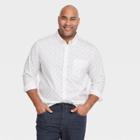 Men's Tall Arrow Print Standard Fit Stretch Poplin Long Sleeve Button-down Shirt - Goodfellow & Co Eco White/arrows