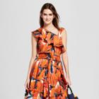 Women's Tropical Print Asymmetrical Ruffle Tank Top - Who What Wear Orange/blue Xl, Orange/blue Tropical Print