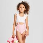 Girls' 2pc Rainbow Sprinkle Print Swimsuit - Art Class Pink/white