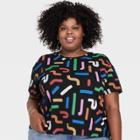 No Brand Pride Adult Plus Size Rainbow Colors Short Sleeve T-shirt - Black