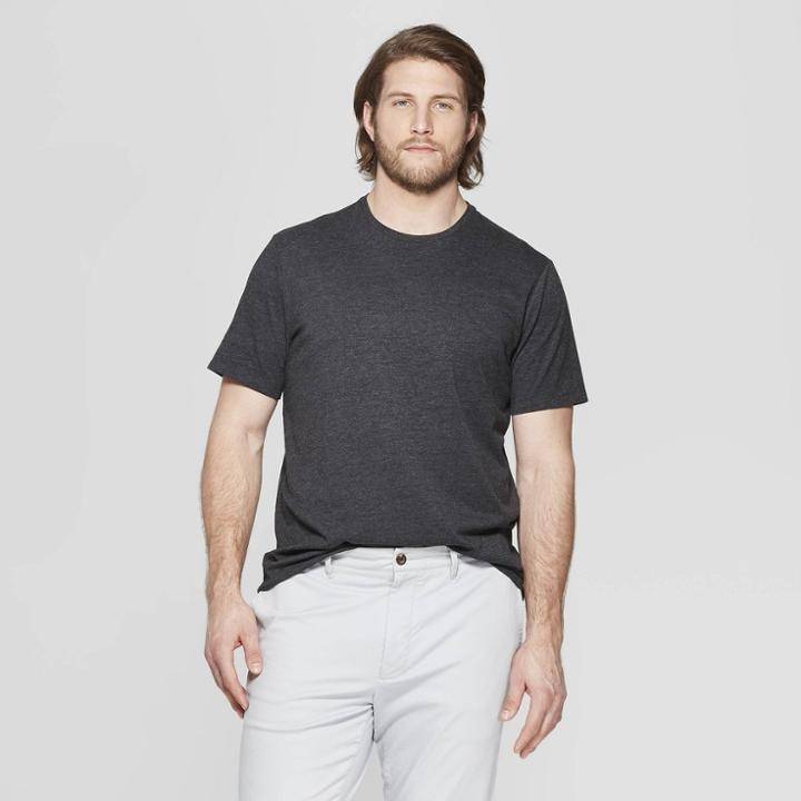 Men's Tall Regular Fit Short Sleeve Lyndale Crew T-shirt - Goodfellow & Co Railroad Gray