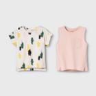 Toddler Boys' Short Sleeve T-shirt And Tank Set - Cat & Jack Cream/peach 12 M, Size: