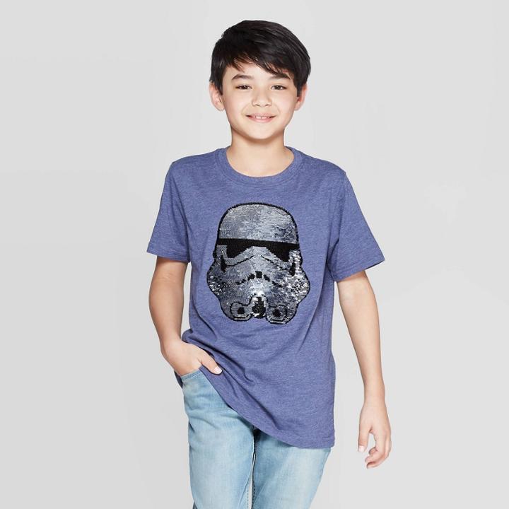 Boys' Americana Star Wars Stormtrooper Flip Sequin Short Sleeve T-shirt - Blue