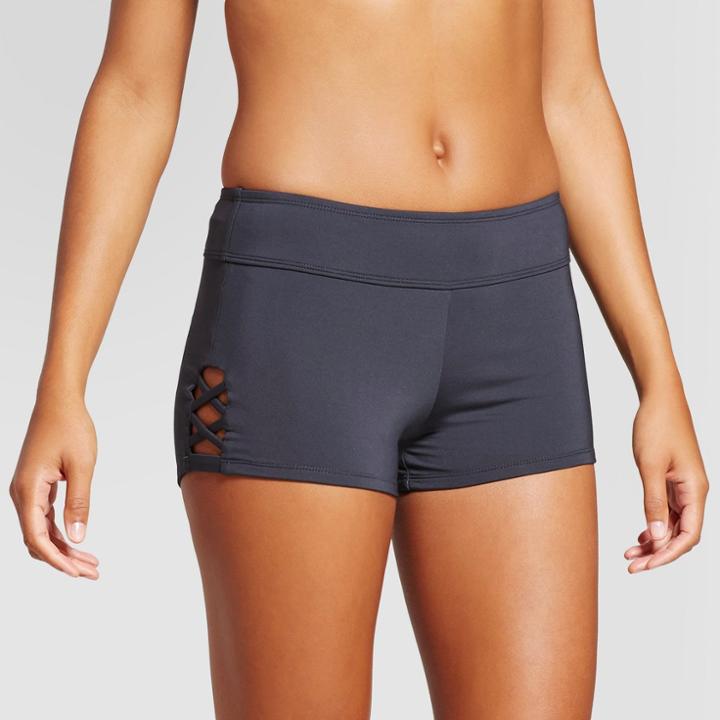 Women's Strappy Side Swim Shorts - Slate Gray - M - Mossimo, Alum Gray