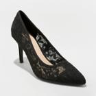 Women's Gemma Faux Leather Lace Pointed Toe Heeled Pumps - A New Day Black 9.5, Black