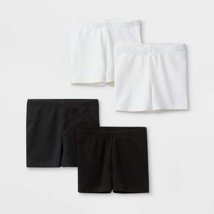 Toddler Girls' 4pk Tumble Shorts - Cat & Jack Black/white 12m, Toddler Girl's,