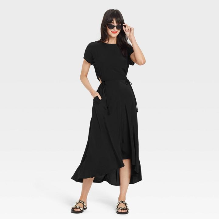 Women's Short Sleeve Cut Out Dress - A New Day Black