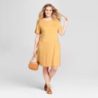 Women's Plus Size Polka Dot T-shirt Dress - Xhilaration Gold