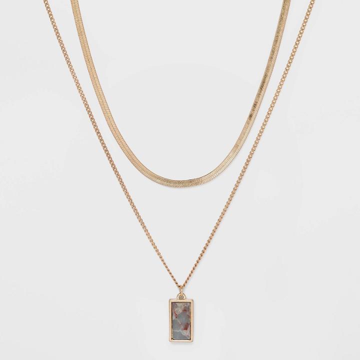 Semi-precious Jasper Layered Necklace - Universal Thread Blue