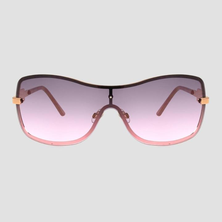 Women's Shield Metal Sunglasses - A New Day Gold, Women's, Size: Small, Gold/grey