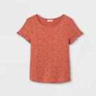 Girls' Rib-knit Printed Short Sleeve Top - Cat & Jack Red