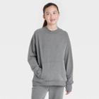 Girls' Cozy Soft Fleece Sweatshirt - All In Motion Heathered Black