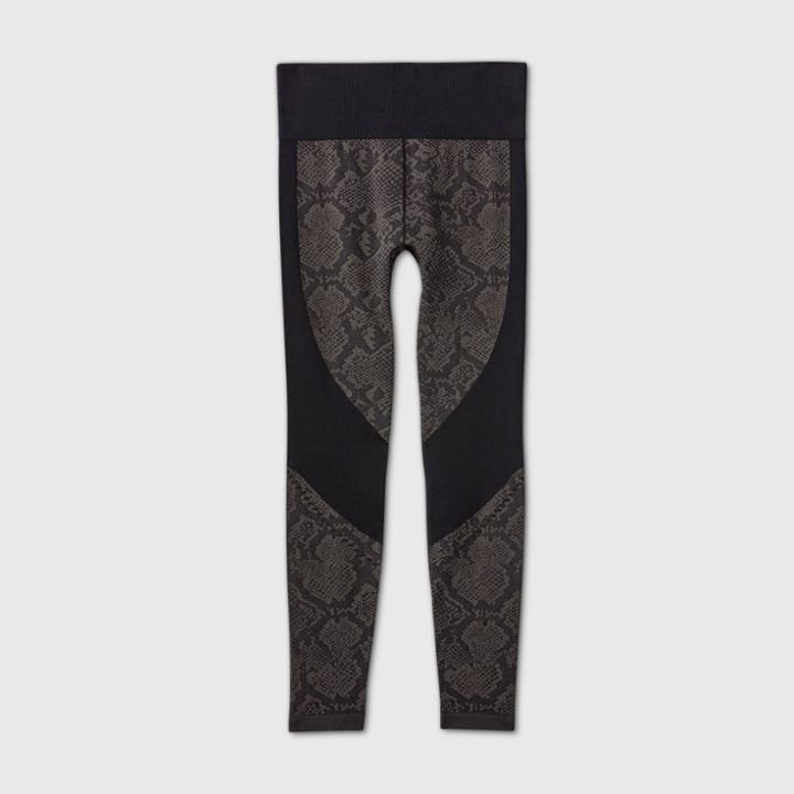 Women's High-waisted Seamless Snakeskin Jacquard 7/8 Leggings - Joylab Black