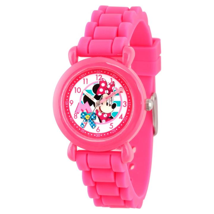 Girls' Disney Minnie Mouse Pink Plastic Time Teacher Watch - Pink, Girl's