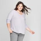 Women's Plus Size Long Sleeve Cozy Knit Top - A New Day Lavender (purple) X