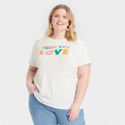 Women's Plus Size Graphic T-shirt - Ava & Viv Cream Printed X, Ivory