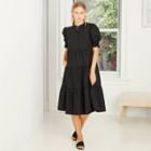 Women's Puff Short Sleeve Babydoll Dress - Who What Wear Black