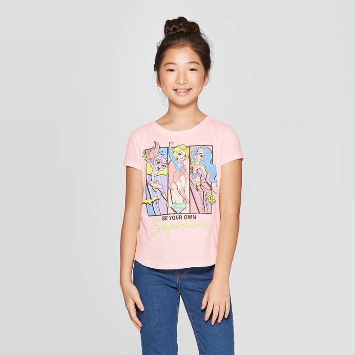 Dc Comics Petitegirls' Dc Super Hero Girls Be Your Own Superhero Short Sleeve T-shirt - Pink