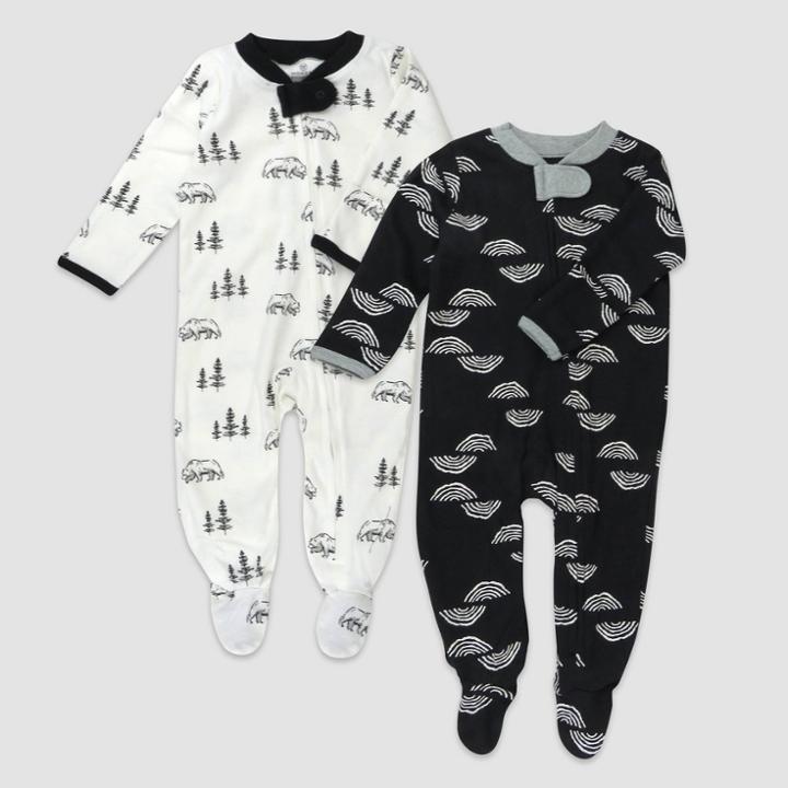 Honest Baby 2pk Organic Cotton Rainbow Sleep N' Play - Newborn, Black
