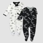Honest Baby 2pk Organic Cotton Rainbow Sleep N' Play - Newborn, Black