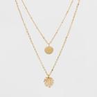Coin And Leaf Short Necklace - A New Day Gold