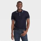 Men's Striped Short Sleeve Collared Polo Jersey Shirt - Goodfellow & Co Federal Blue