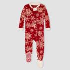 Burt's Bees Baby Baby Snowflakes Organic Cotton Tight Fit Footed Pajama - Red/ivory