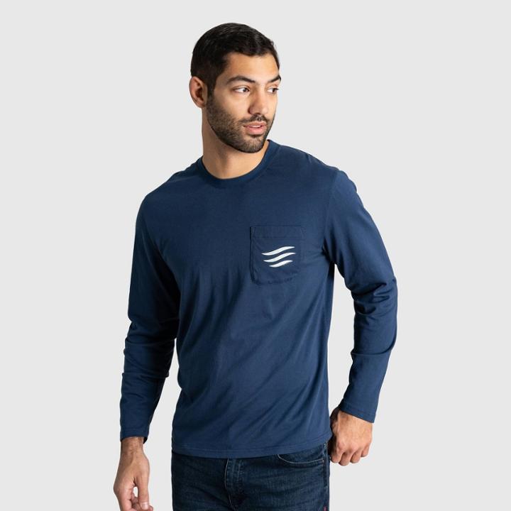 Men's United By Blue Logo Waves Long Sleeve Graphic T-shirt - Moonlit Ocean
