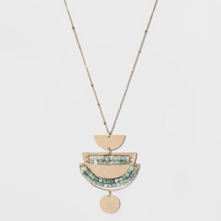 Geometric Half Circle Semi Precious Pendant Necklace - Universal Thread