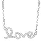 Journee Collection 3/4 Ct. T.w. Round-cut Cz Pave Set Love Pendant Necklace In Sterling Silver -