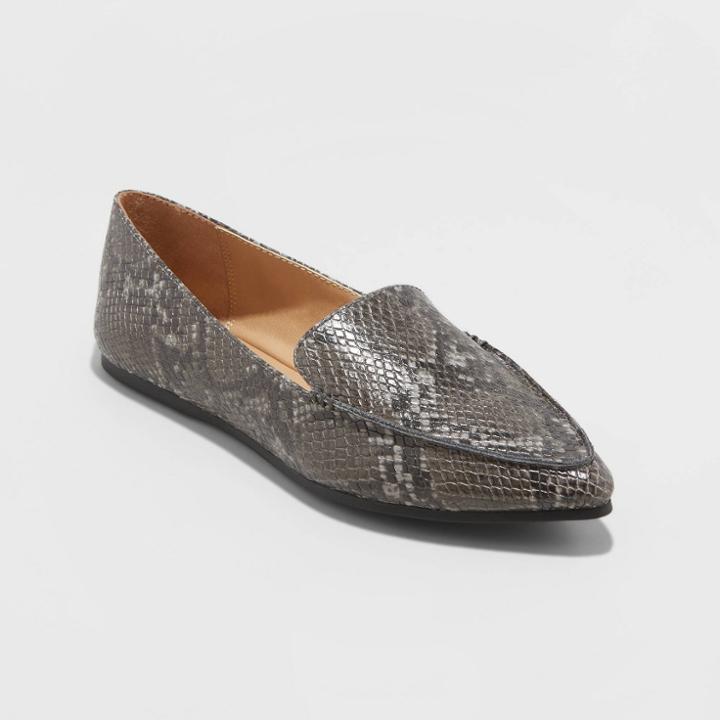 Women's Micah Wide Width Pointy Toe Loafers - A New Day Graphite