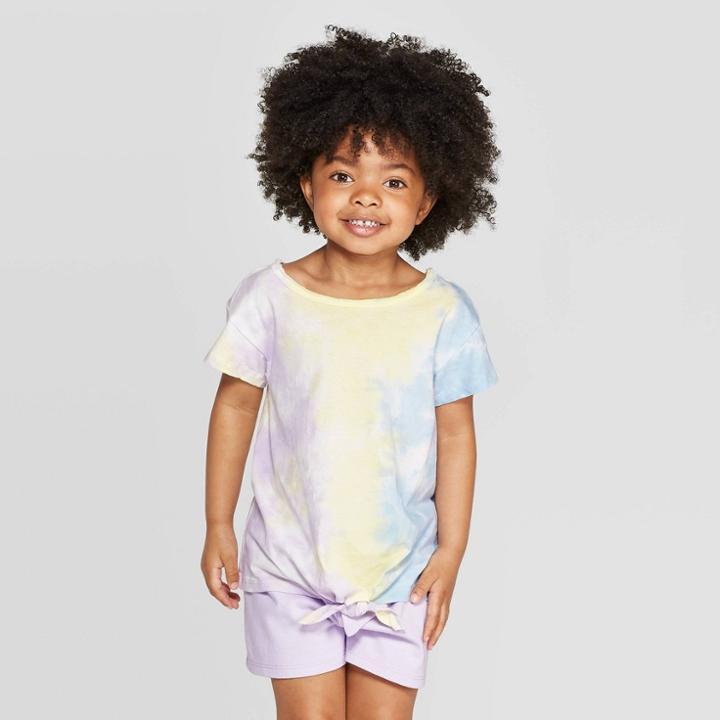 Target Toddler Girls' Front Tie Dye T-shirt - Art Class 3t,