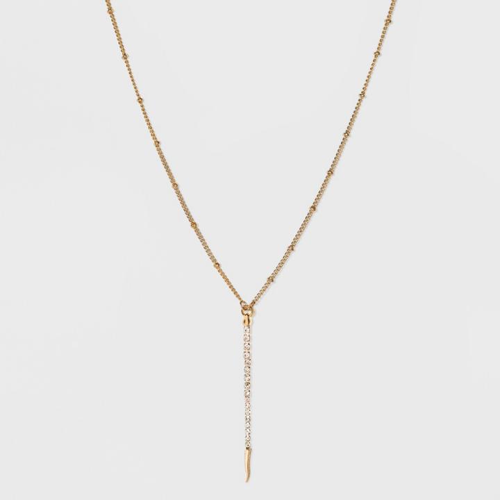 Linear Pendant With Pave Stone Necklace - Wild Fable Gold