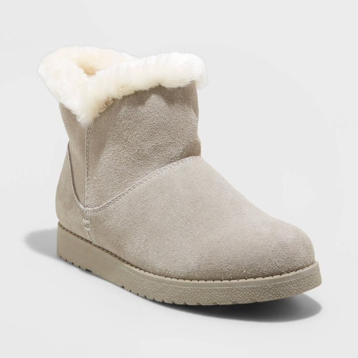Women's Claudia Wide Width Short Shearling Style Boots - Universal Thread Gray
