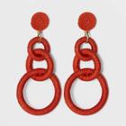 Thread Wrapped Post And Circle Link Drop Earrings - A New Day Red
