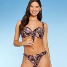 Women's Lightly Lined Tie-front Bralette Bikini Top - Shade & Shore Black Paisley Print