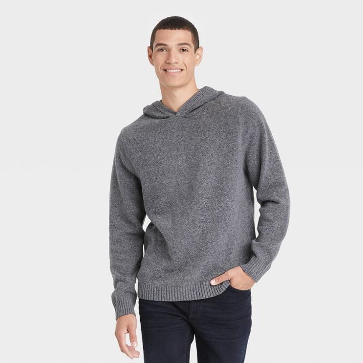 Men's Regular Fit Hooded Pullover Sweater - Goodfellow & Co Medium Heather Gray