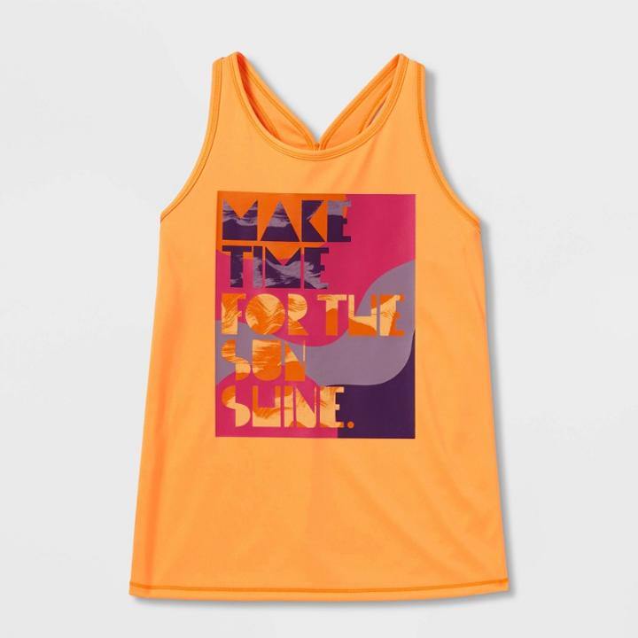 Girls' 'make Time For The Sun Shine' Graphic Tank Top - All In Motion Orange