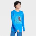 Boys' Long Sleeve Hockey Graphic T-shirt - All In Motion Aqua Blue