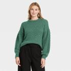 Women's Crewneck Textured Pullover Sweater - A New Day Teal