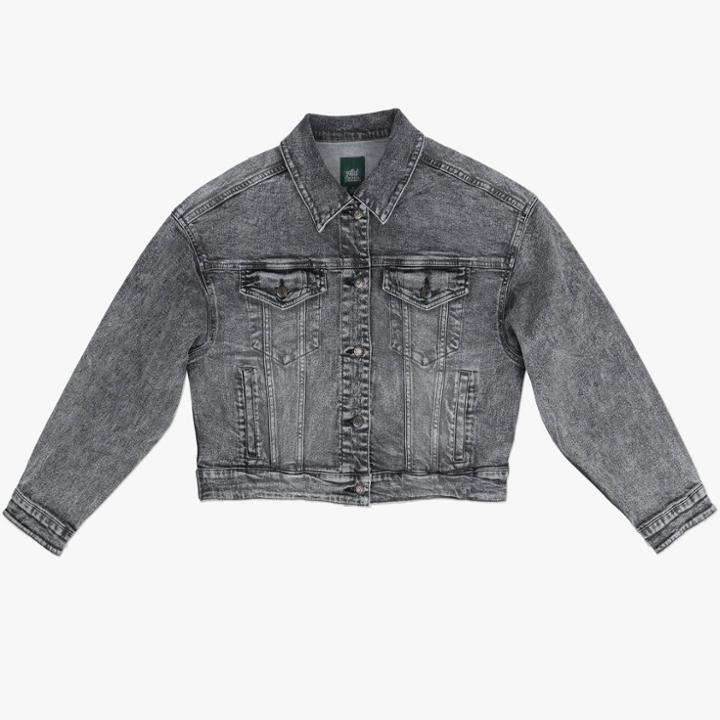 Cropped Denim Trucker Jacket - Wild Fable Gray