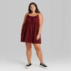Women's Plus Size Woven Babydoll Dress - Wild Fable Red