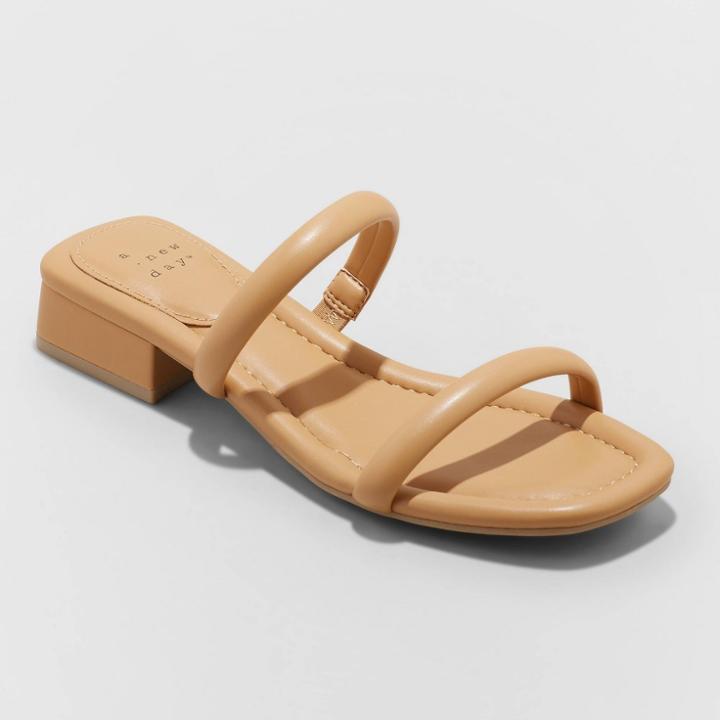 Women's Annie Slide Sandals - A New Day Tan
