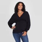 Maternity Long Sleeve Wrap Pullover - Isabel Maternity By Ingrid & Isabel Black
